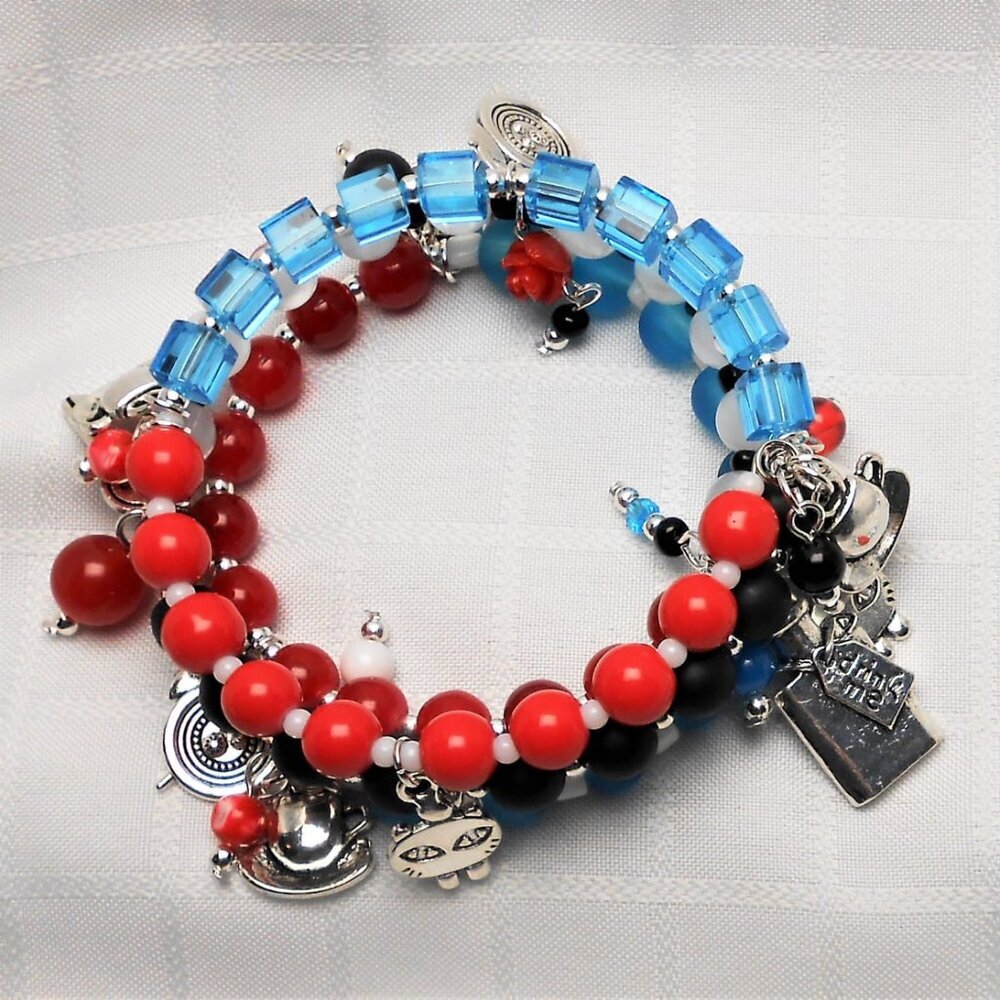 Alice in Wonderland Three-strand bracelets and earrings - No. 3 - handmade -